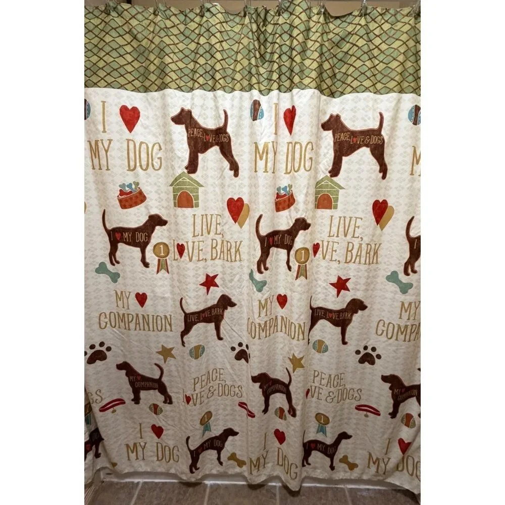 Saturday Knight Ltd Dogs Multicolored Shower Curtain 100% Polyester 70X72